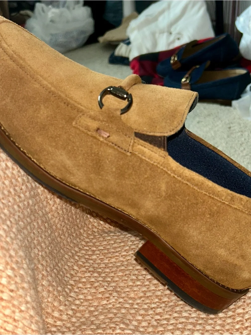 Johnston & Murphy Men's Landry Bit Round Toe Dress Shoes Sz 9.5 in Snuff Suede